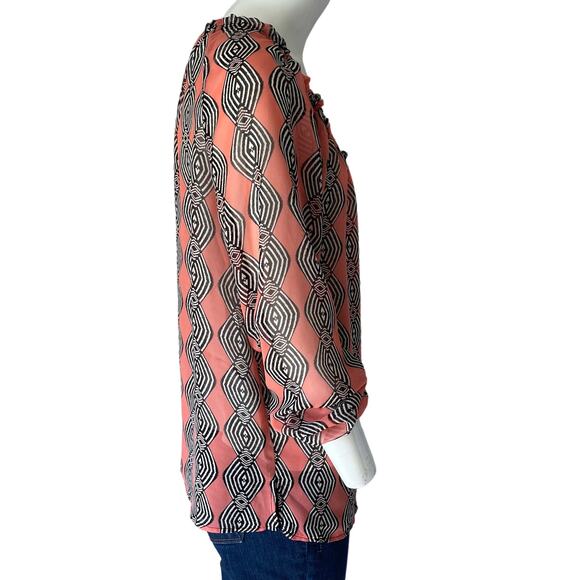 DEMOCRACY Peasant Top Size Medium Lightweight Sheer Y2K Boho Geometric - Picture 3 of 12